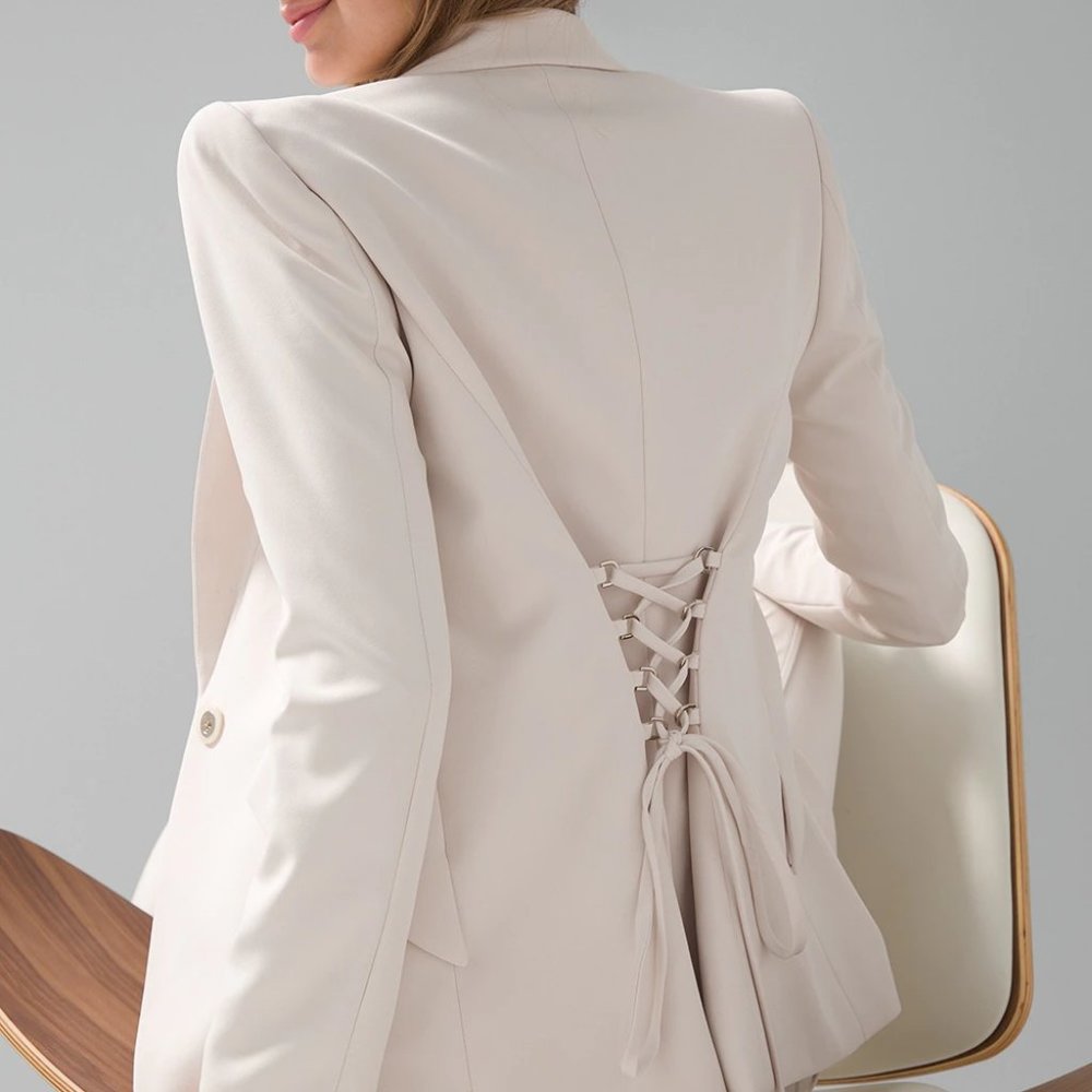 New white house black market lace up corset editor blazer 4 12